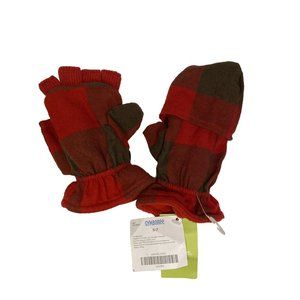 Gymboree Unisex Sz 5-7 Red Buffalo Plaid Convertible Gloves